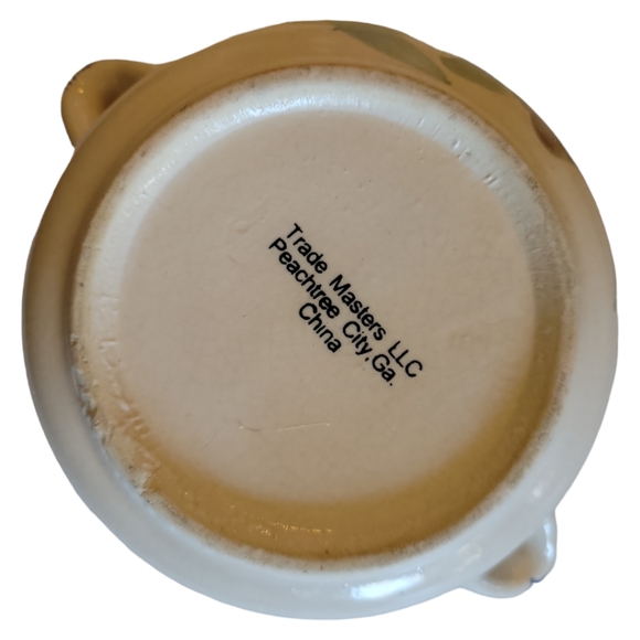 Vtg Pastel Blue Flowers Stoneware Handled Crock Bowl - Picture 6 of 8